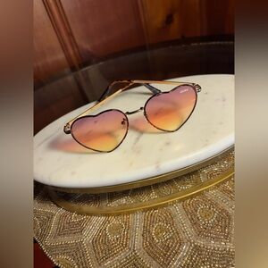 Quay Australia Heart-Shaped Sunglasses - Pink and Gold